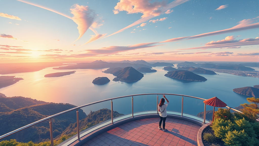 예당호 전망대와 주변 풍경 감상 (illustration 스타일)