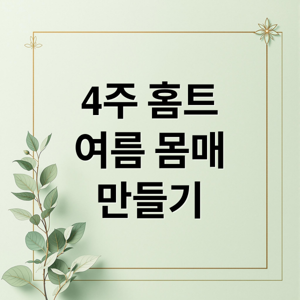 4주 홈트
여름 몸매
만들기 (여름 홈트 4주 루틴 – 단기간 다이어트 완성 가이드)