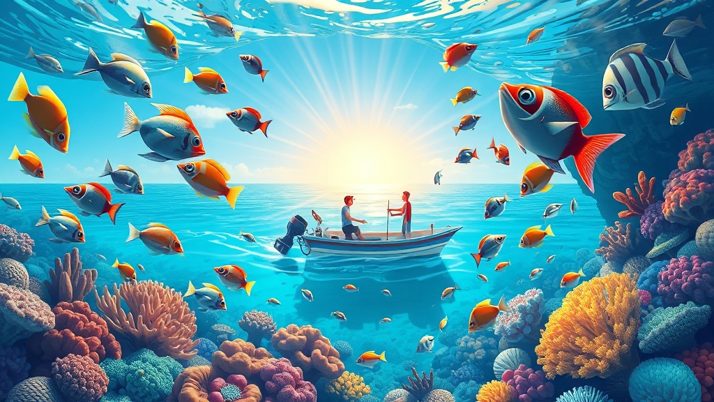 스노클링, 다이빙, 낚시 가이드 (illustration 스타일)