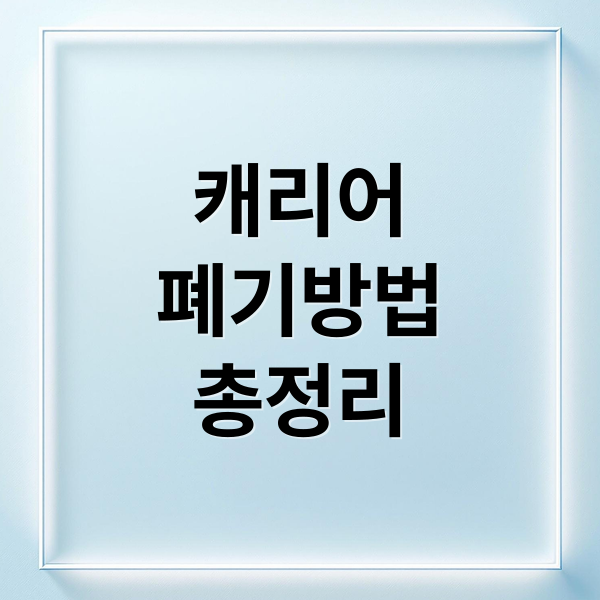 캐리어
폐기방법
총정리 (여행용 캐리어 폐기 방법)