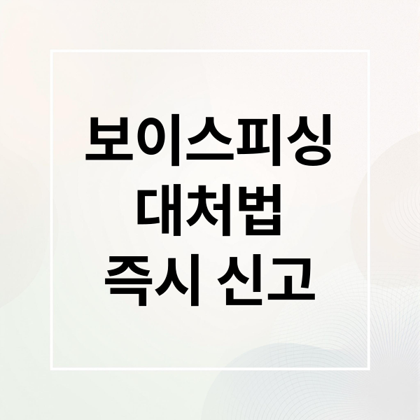 보이스피싱
대처법
즉시 신고 (보이스피싱 신고)