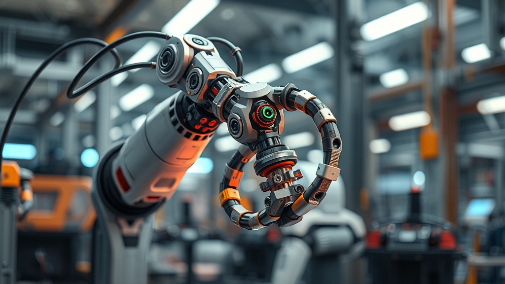 산업용 및 서비스 로봇 전시 (realistic 스타일)