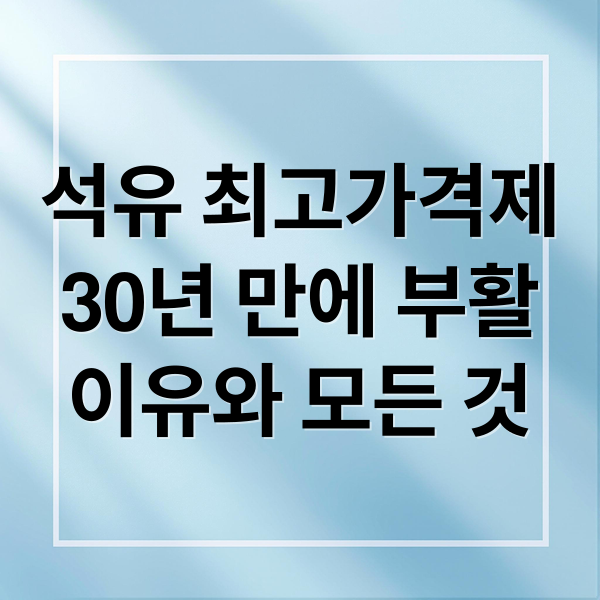 석유 최고가격제
30년 만에 부활
이유와 모든 것 (석유 최고가격제)