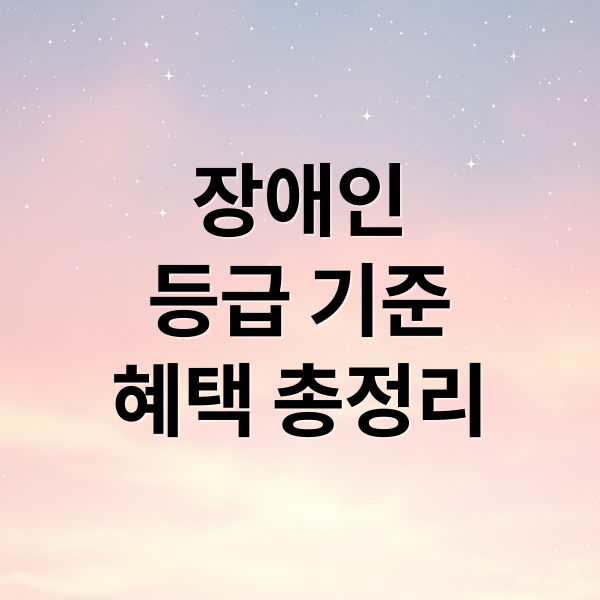 장애인
등급 기준
혜택 총정리 (장애인 등급 판정 기준)