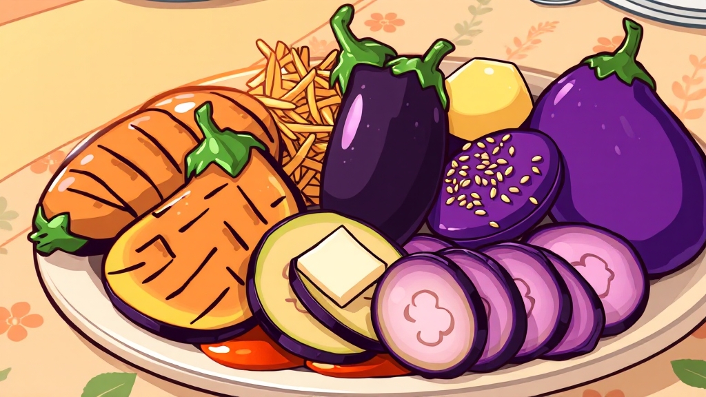 가지 볶음 & 구이 레시피: 기본을 마스터하자! (cartoon 스타일)