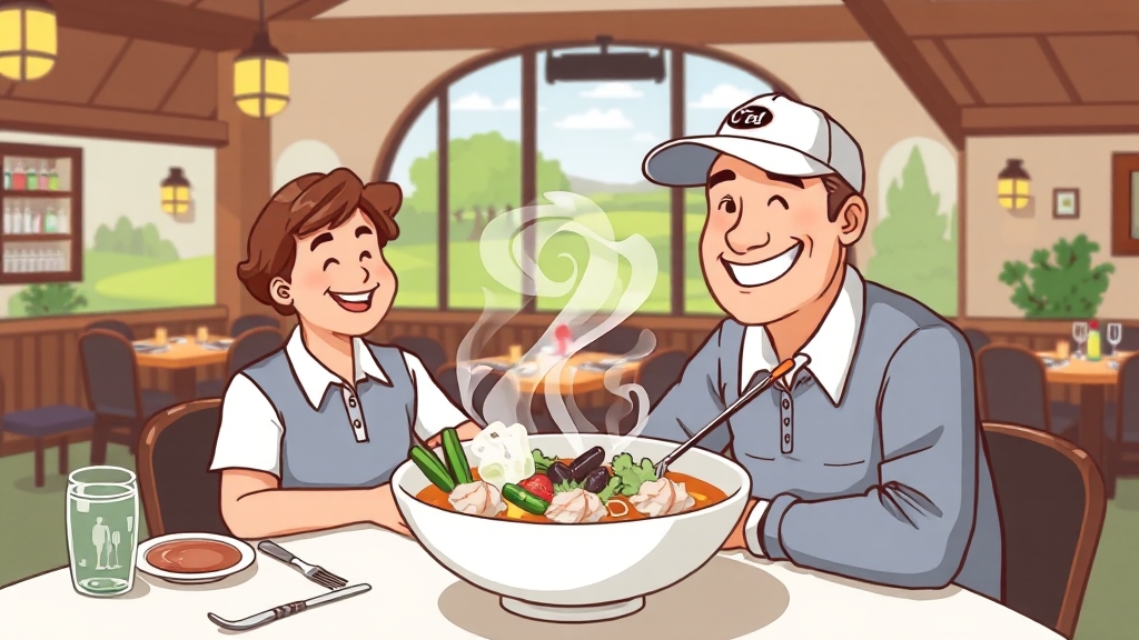 식음료 메뉴 및 후기 (cartoon 스타일)