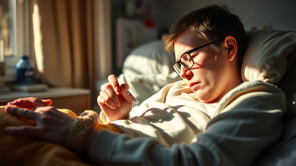 B형 독감, 어떻게 치료하고 관리해야 할까? (realistic 스타일)