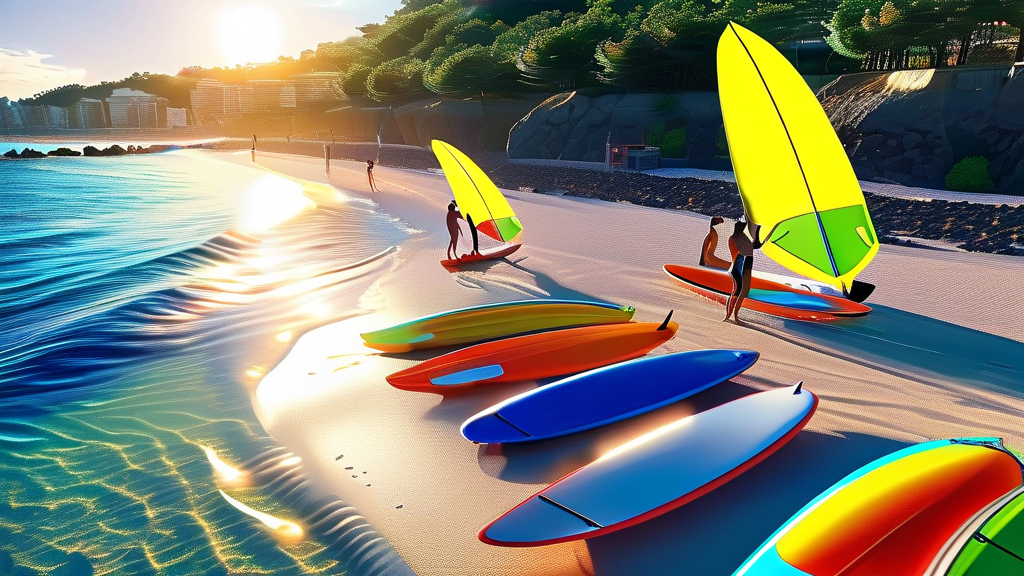 활기찬 바다와 해양 스포츠의 부산 (realistic 스타일)