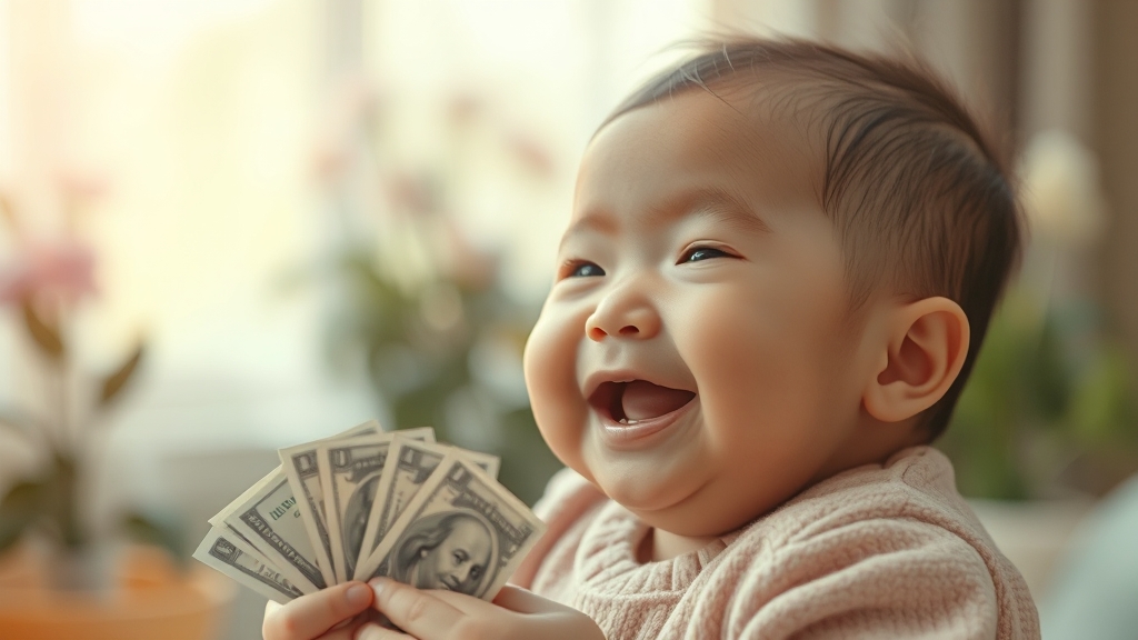 출산 순위별 지원 금액 안내 (realistic 스타일)