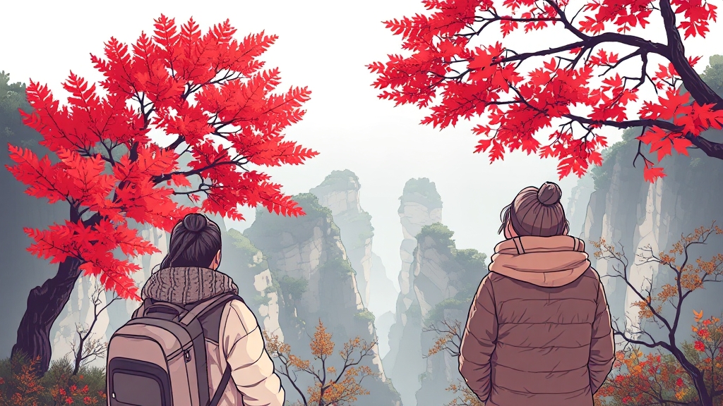 장가계 월별 추천 옷차림 (illustration 스타일)