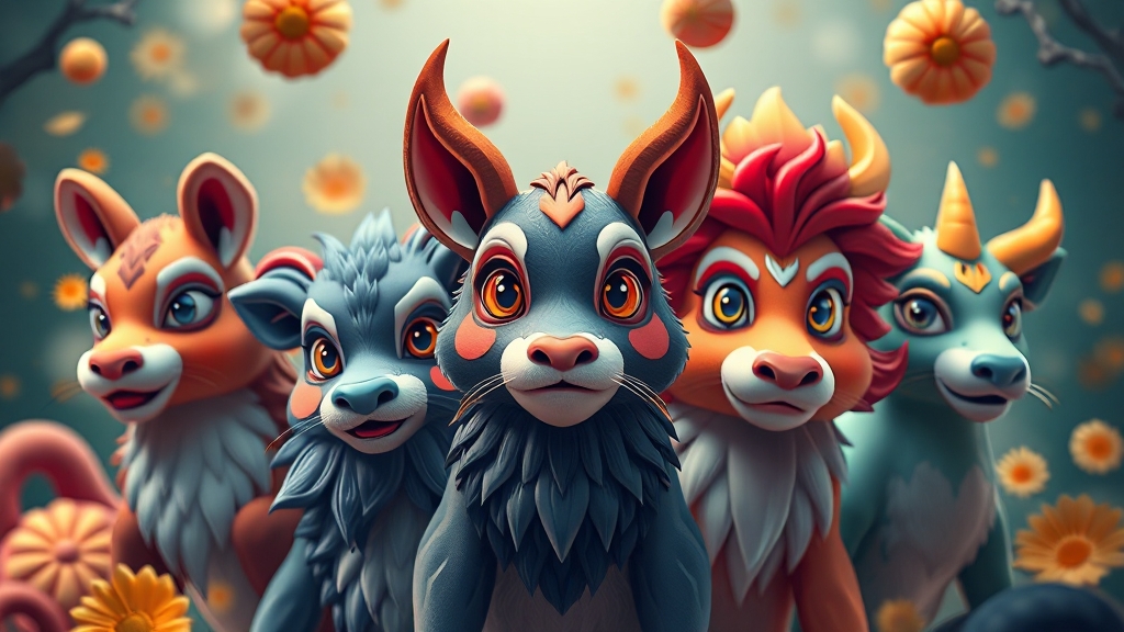 오늘의 띠별 운세: 쥐띠부터 돼지띠까지 (realistic 스타일)