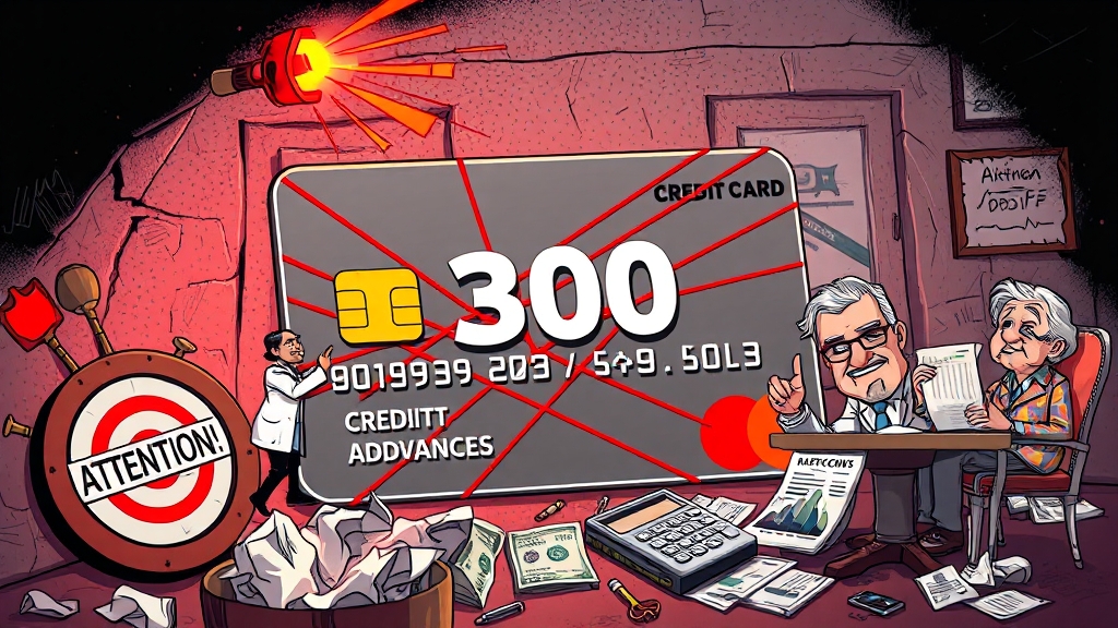 신용점수 망치는 습관 (cartoon 스타일)