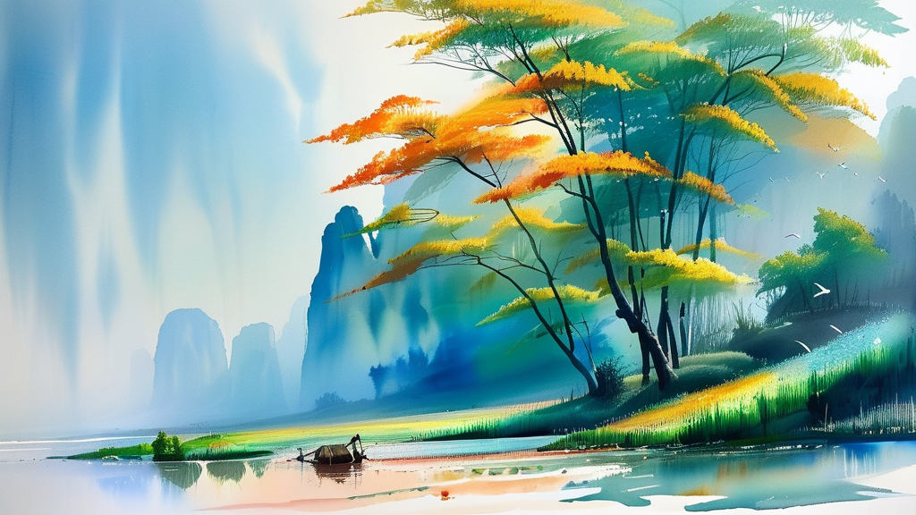 칸 판의 작품 세계: 전쟁의 상흔과 희망의 메시지 (watercolor 스타일)