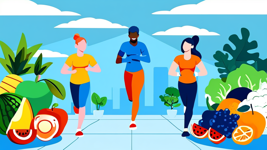 건강한 다이어트, 실패 없는 식단과 운동의 조화 (cartoon 스타일)