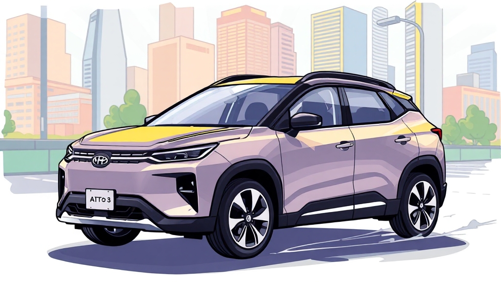 BYD 주요 전기차 모델은? (cartoon 스타일)