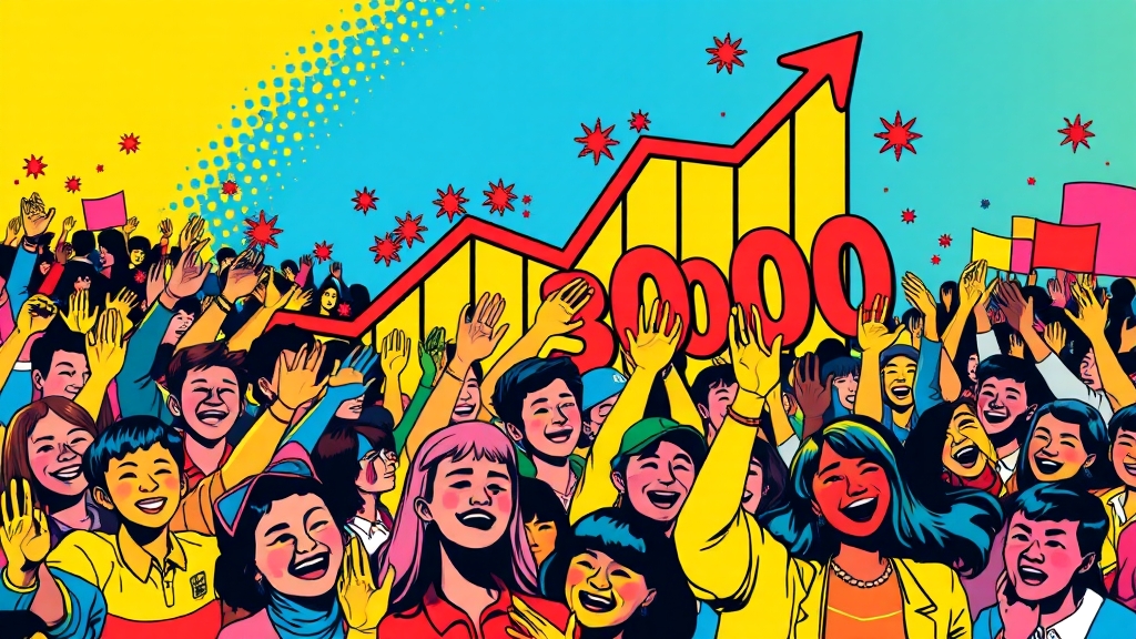 코스피 3000 돌파, 배경은? (popart 스타일)