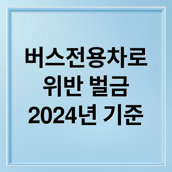 버스전용차로
위반 벌금
2024년 기준 (버스전용차로 위반 범칙금)
