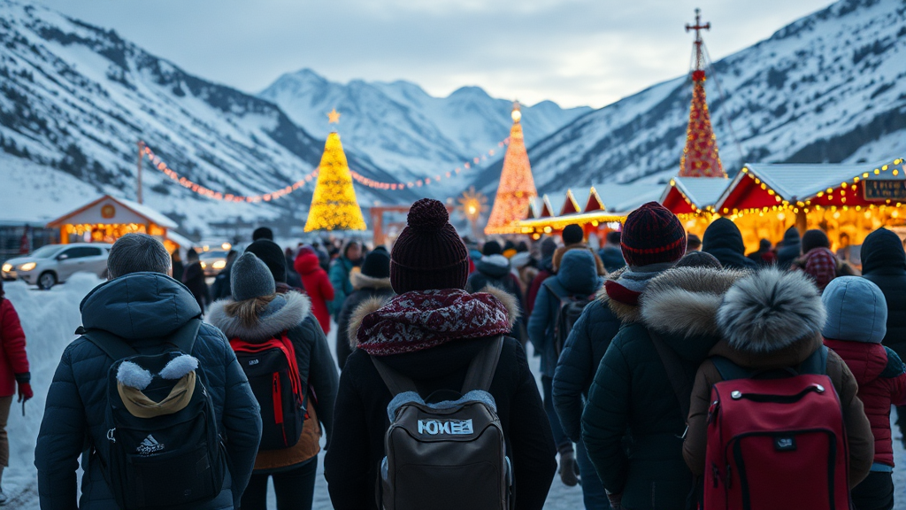 겨울 여행 준비: 옷차림과 정보 (realistic 스타일)