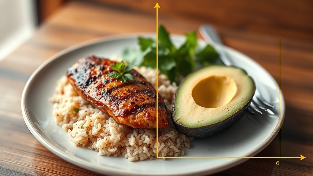 균형 잡힌 식단 비율은? (realistic 스타일)