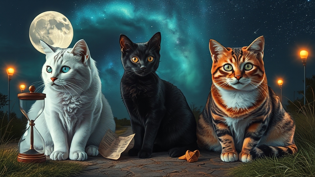 색깔별 고양이 꿈 해몽 (realistic 스타일)