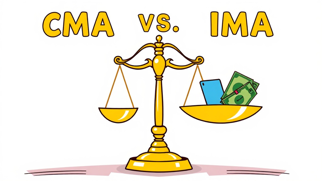 IMA 계좌 vs CMA 계좌: 차이점 비교 (cartoon 스타일)