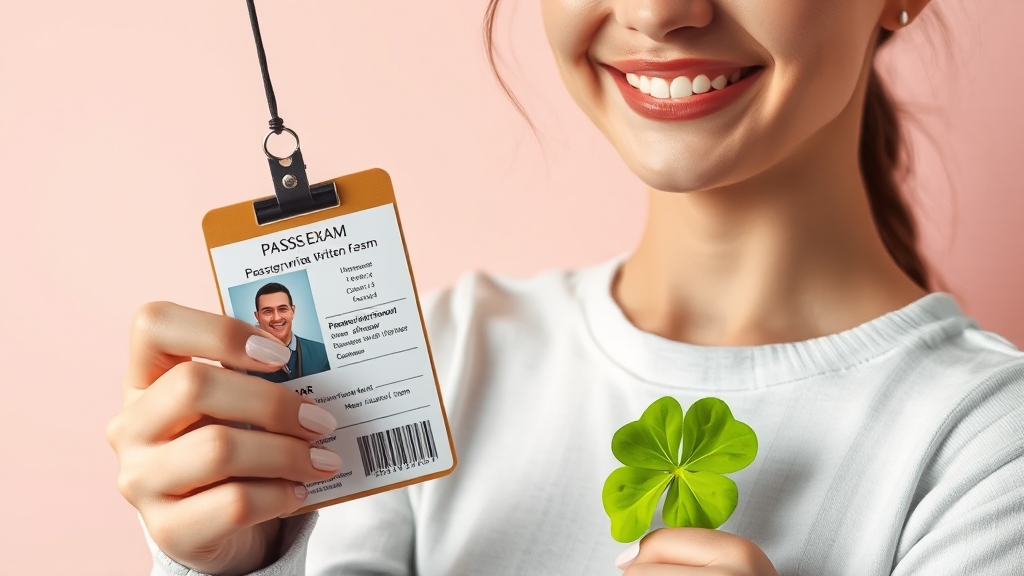 필기시험 준비물 및 유의사항 (realistic 스타일)