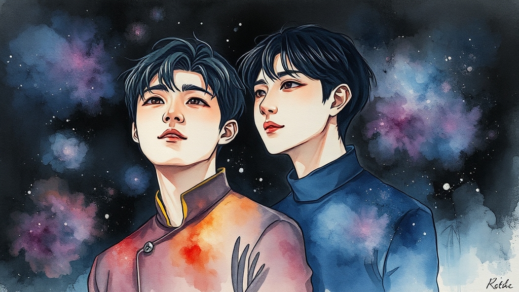 프론트맨과 준호의 숨은 이야기 (watercolor 스타일)