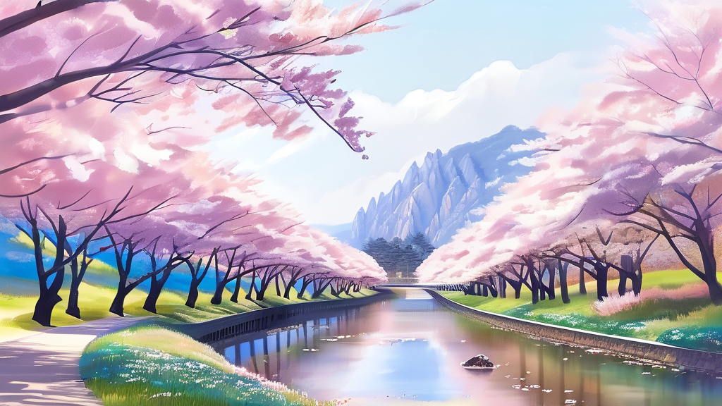 보청천 벚꽃길과 함께하는 보은 여행 코스 추천 (watercolor 스타일)