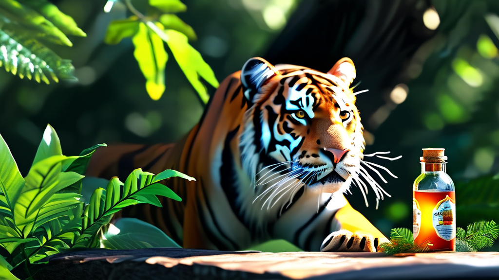 호랑이 연고의 주요 성분과 효능 분석 (realistic 스타일)