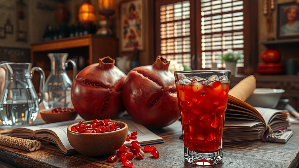 석류, 주스부터 요리까지 활용법 (realistic 스타일)