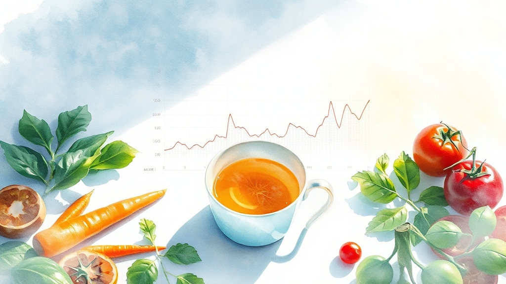 혈당 관리를 위한 글루코믹스 & 여주차 (watercolor 스타일)