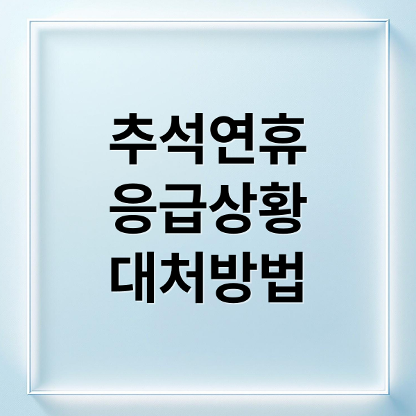 추석연휴
응급상황
대처방법 (추석 연휴 병원 약국 응급 대처)
