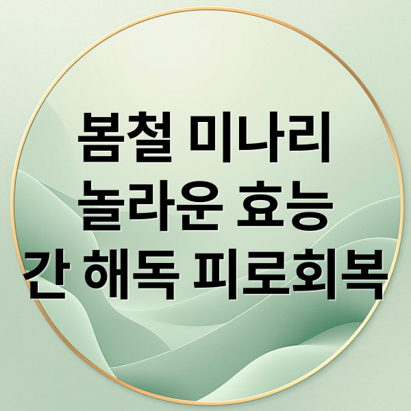 봄철 미나리
놀라운 효능
간 해독 피로회복 (봄철 미나리 해독 식단)