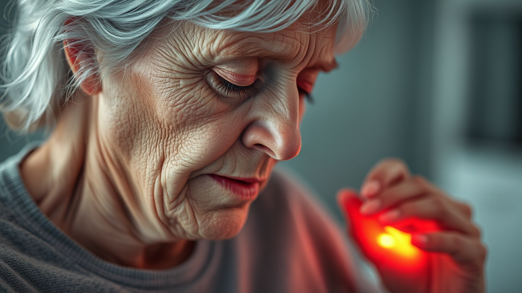 심근경색 전조 증상: 호흡곤란 (realistic 스타일)