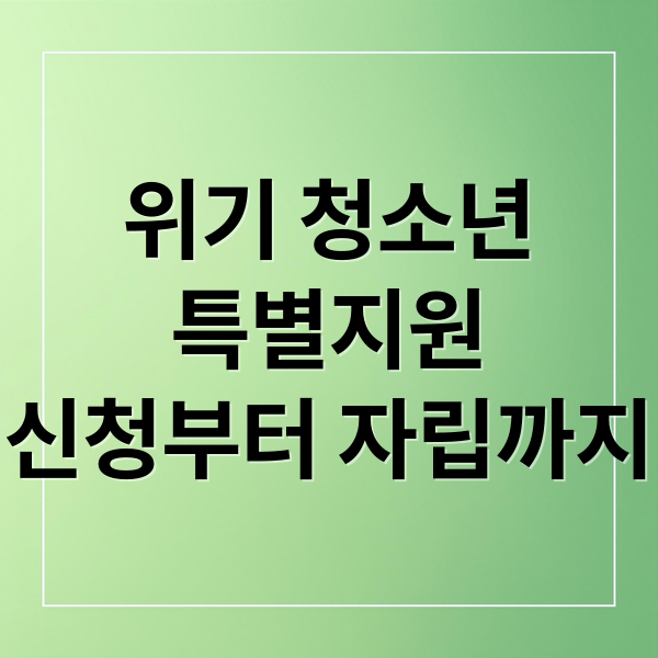 위기 청소년
특별지원
신청부터 자립까지 (위기 청소년 지원)