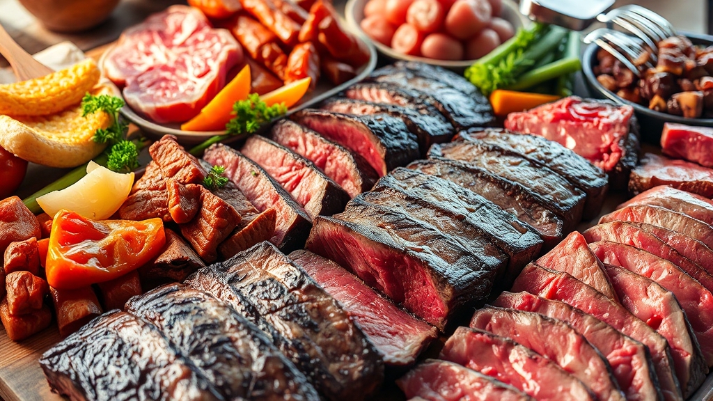 소고기 부위별 특징 및 활용법 (realistic 스타일)