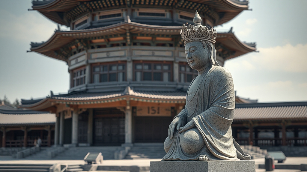 석조보살좌상의 역사적 의미 (realistic 스타일)