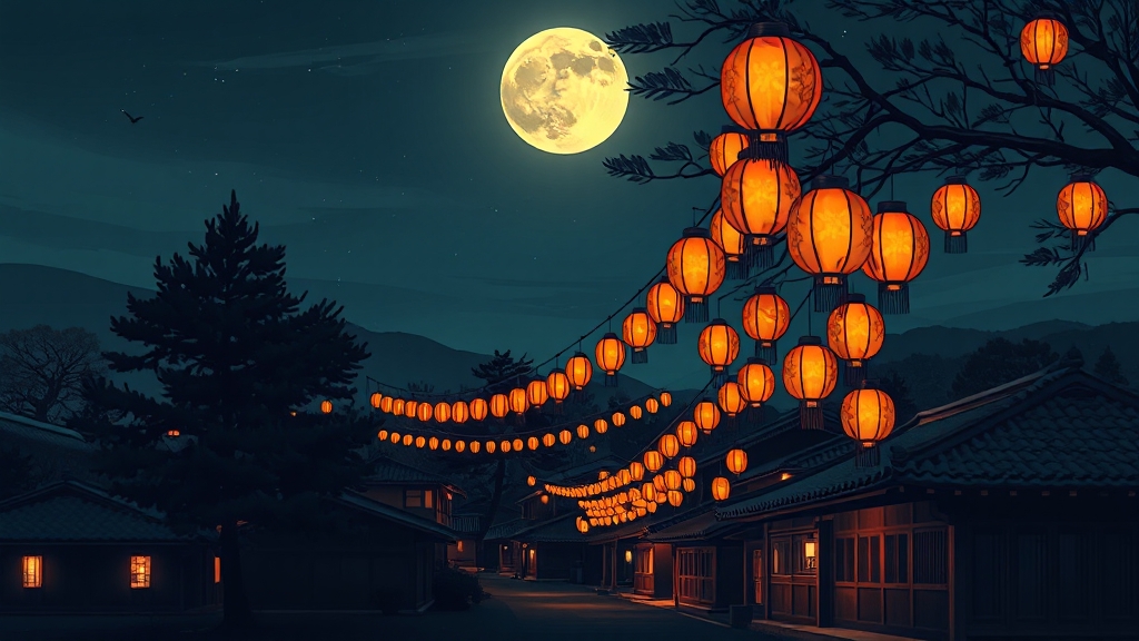 달빛 아래 빛나는 야경 (illustration 스타일)