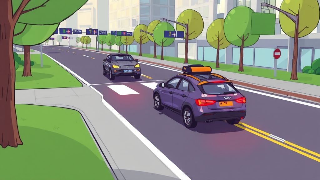 자율주행 및 ADAS 기술 발전 (cartoon 스타일)