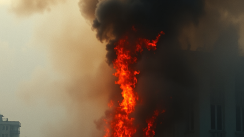 송파 아파트 화재 발생 (watercolor 스타일)