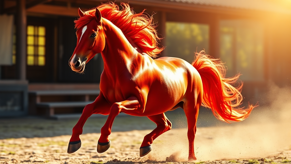 2026년 붉은 말띠 해 의미 (realistic 스타일)