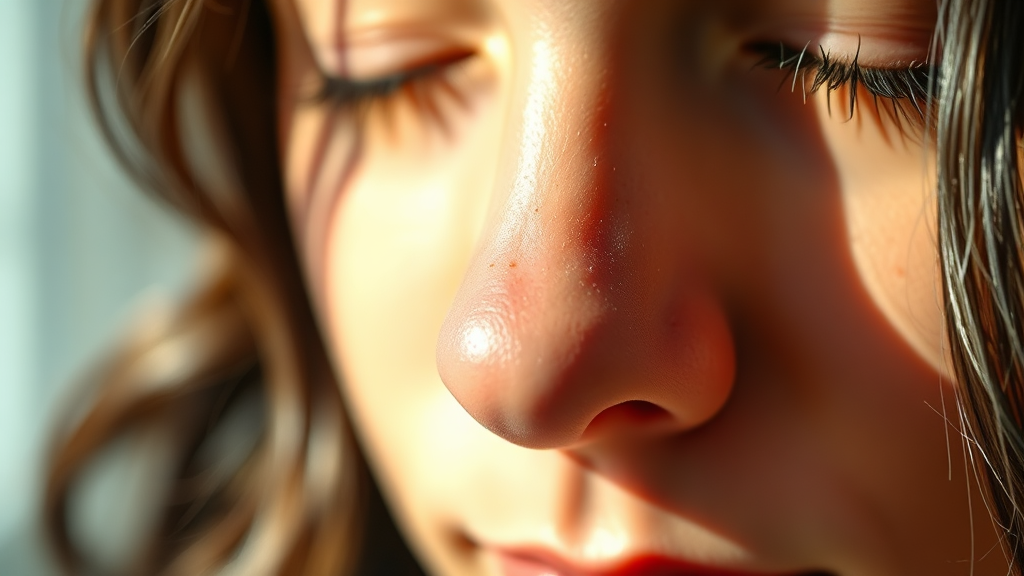 코막힘과 콧물 완화, 약물 및 코 안 관리법 (realistic 스타일)