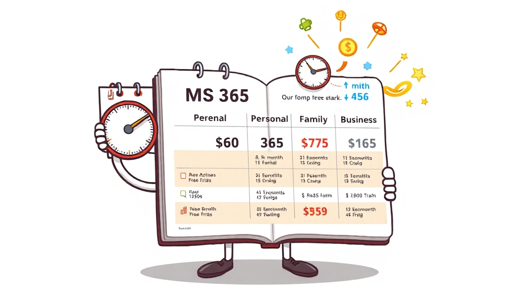 마이크로소프트 365 무료 체험부터 구독 해지까지 완벽 가이드 4 MS 365 요금제 비교 (cartoon 스타일)