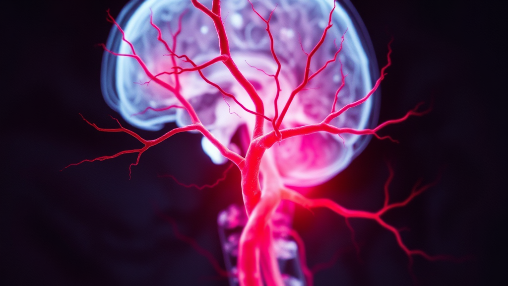 경동맥 역할과 뇌졸중 (watercolor 스타일)