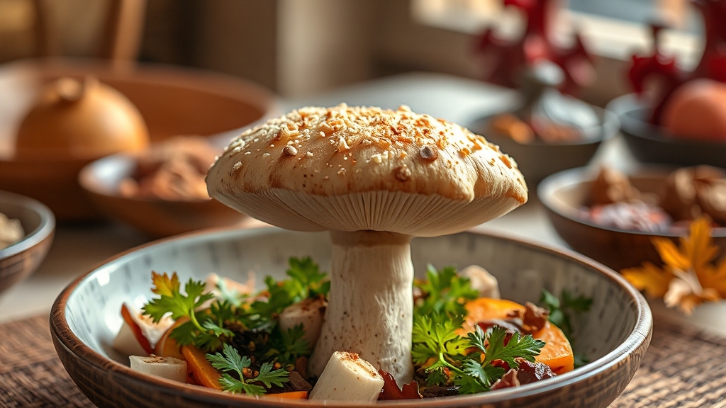 능이버섯, 건강하게 즐겨보세요! (realistic 스타일)