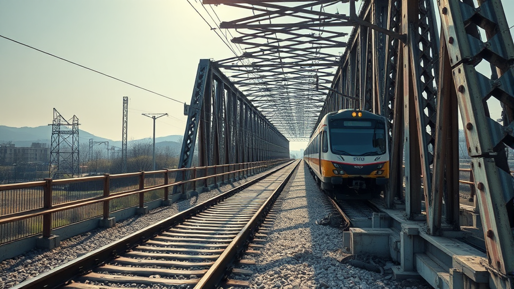 인천 연수구 수인선 폐철교: 과거와 현재의 만남 (realistic 스타일)