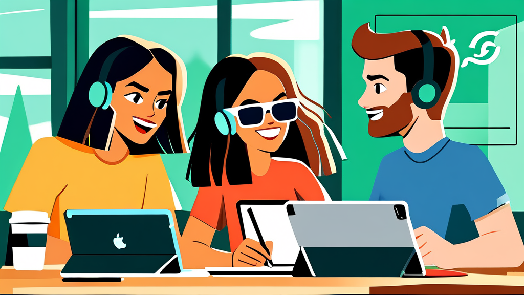 갤럭시탭 S9 5G 활용 사례: 학교, 집 밖에서의 자유로운 사용 (illustration 스타일)