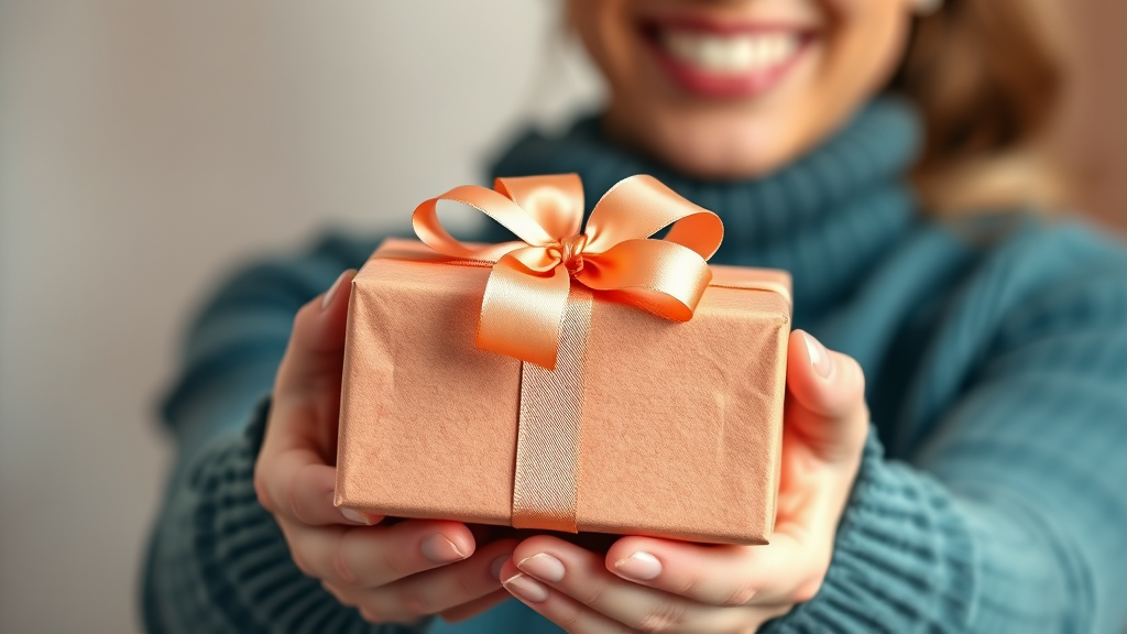 선물 포장 및 전달 팁 (realistic 스타일)