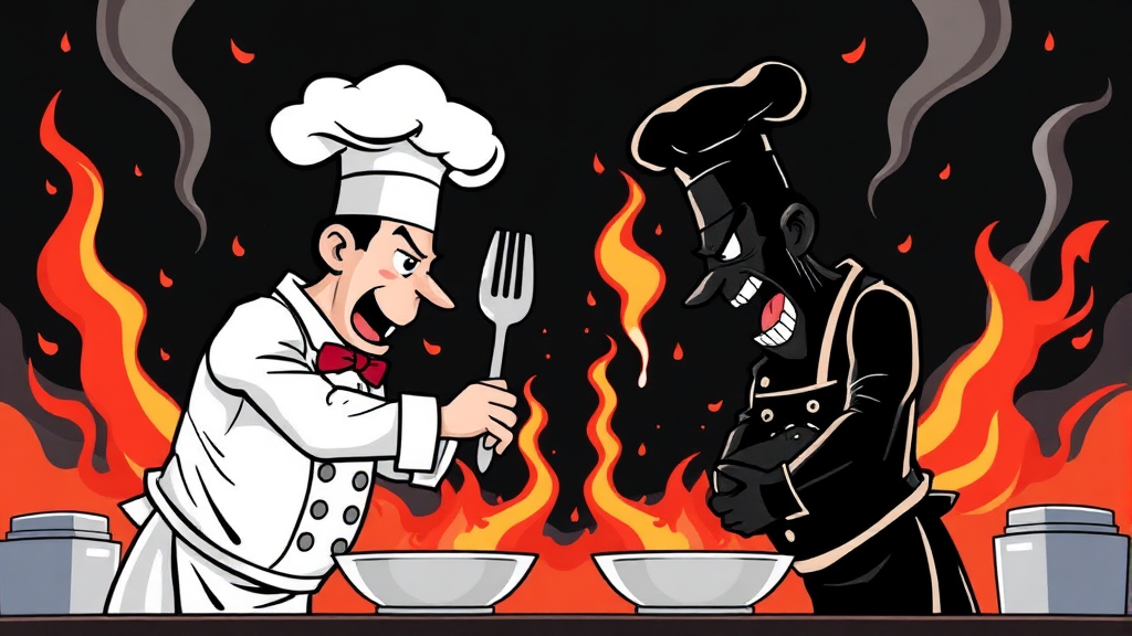 흑 vs 백, 구도의 의미 (cartoon 스타일)