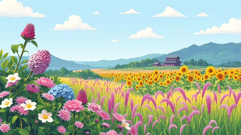 첨성대 주변 볼거리 (cartoon 스타일)